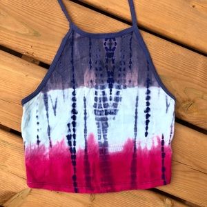 Garage Tie Die Style Cropped Halter Top
